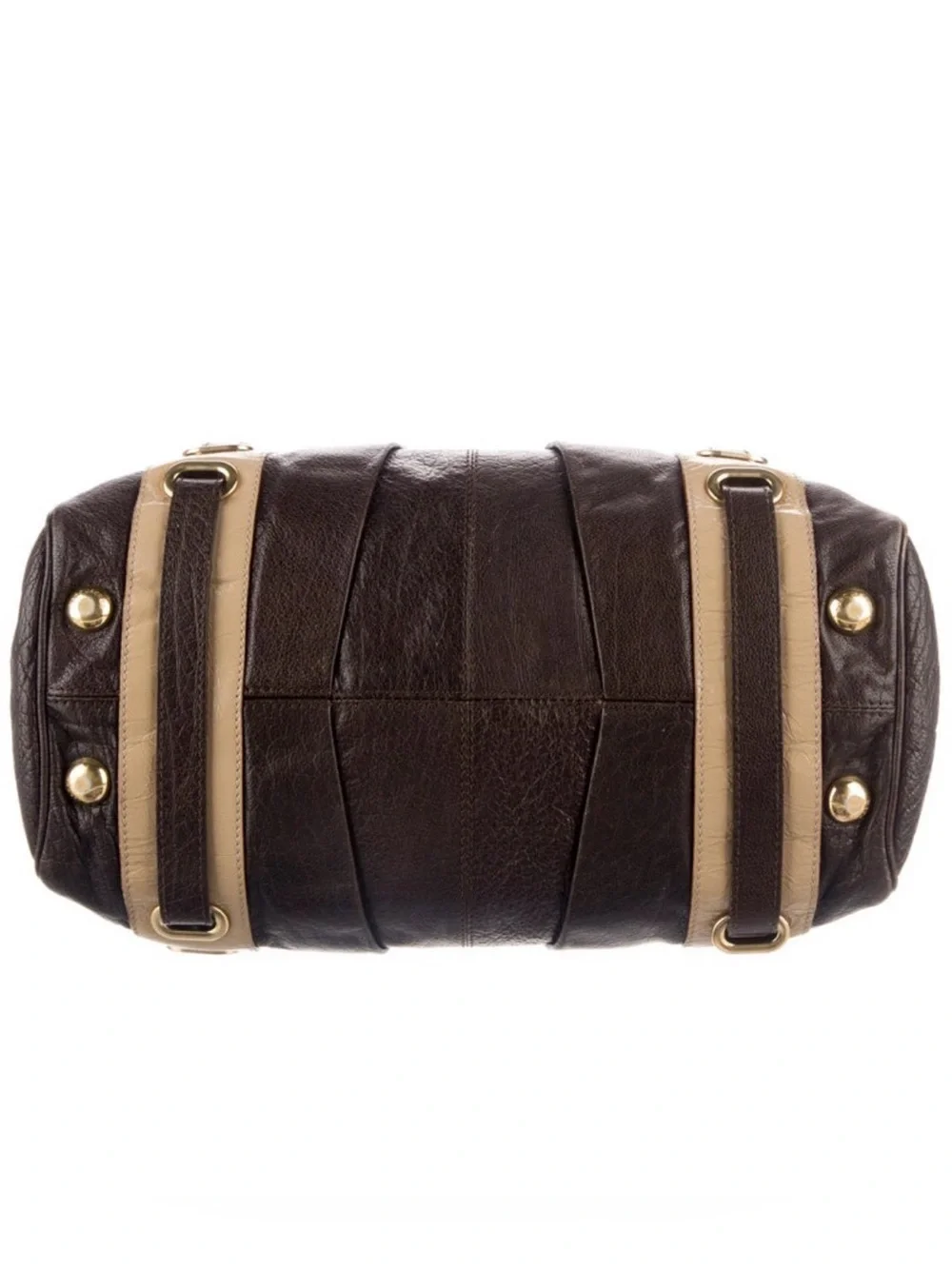 Marc Jacobs Dark Brown and Beige Leather Satchel